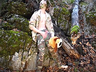 Soldier Humps Plush Pillow In Dark Forest Until; He Cums! Cumming This Way Is Always So Powerful Pleasing = Yummy!!! 12 Min